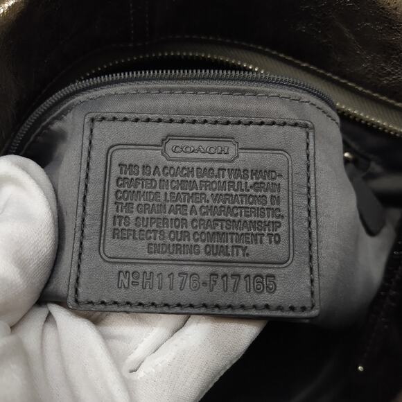 Coach Brooke Metallic Gray Leather Zipper Closure Hobo Shoulder Bag - Picture 12 of 16